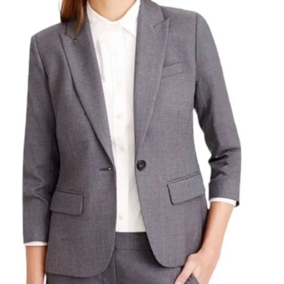 J. Crew Sidney Super 120’s Blazer Heather Gray 100% Wool Size 2 - Picture 1 of 15